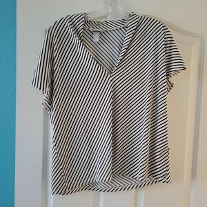 H&M Diagonal Striped Black and White Blouse